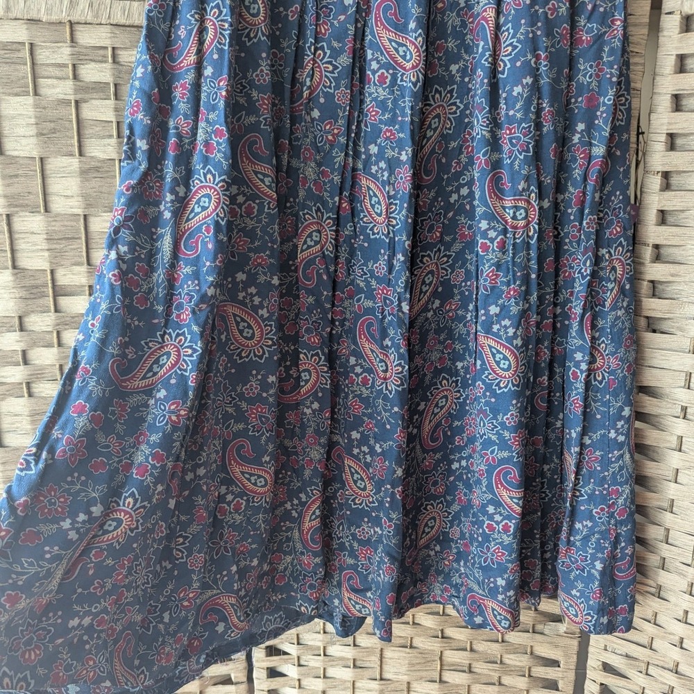 Vtg 90s Liz Claiborne Midi Skirt Blue Paisley Floral Rayon Sz 12 *NEEDS REPAIR - Picture 2 of 9